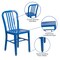Merrick Lane Santorini 18 Inch Galvanized Steel Indoor/Outdoor Dining Chair with Slatted Back And Powder Coated Finish